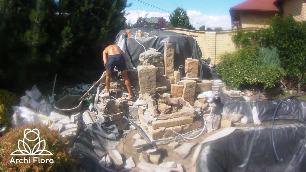 Декоративний водоспад будівництво в Харкові процес